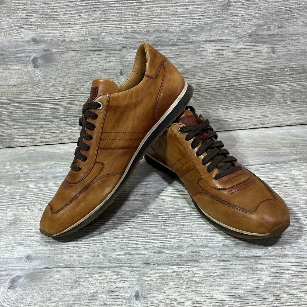 Men's Magnanni Ibiza Honey Brown Leather Sneakers Shoes Portugal Size 13 M 18837